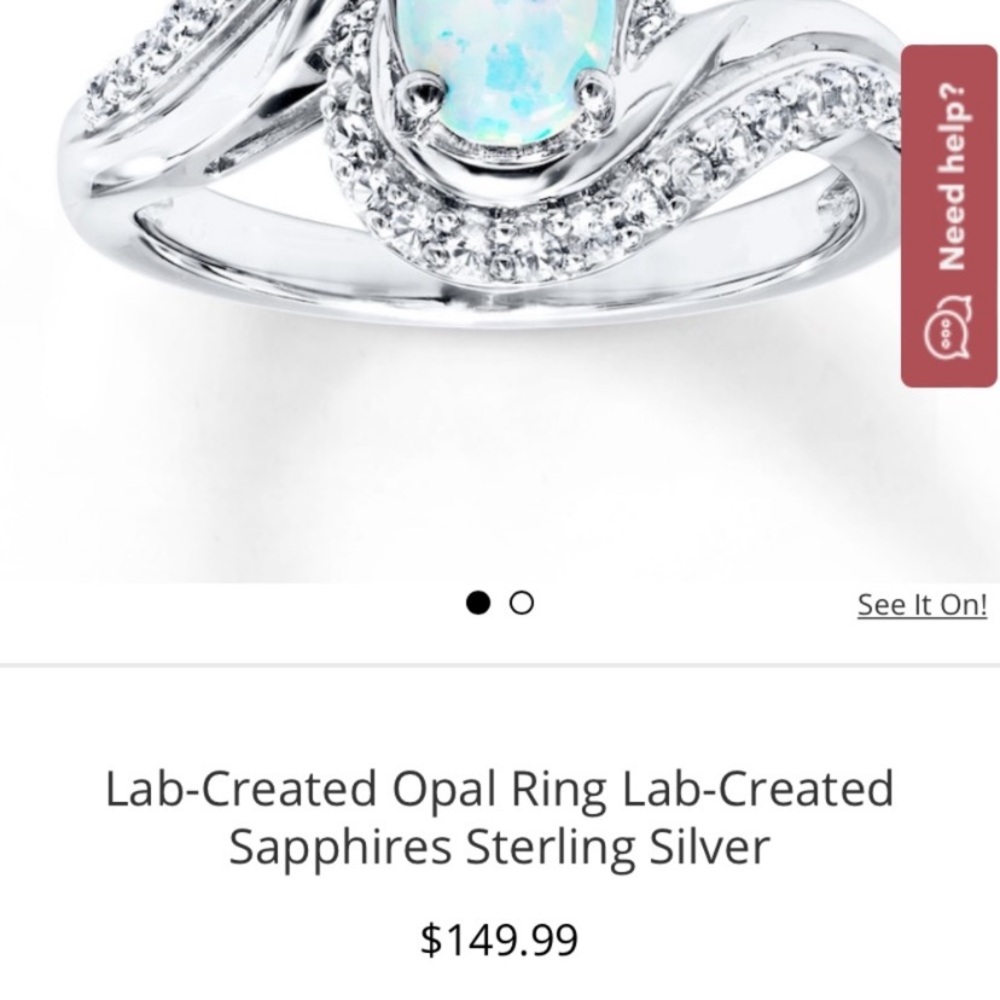 Size 7.5 OPAL Ring with Sapphires Sterling Silver - Picture 2 of 4